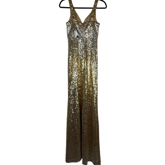 Crystal Doll Gold Sequin Embellished Maxi‎ Gown Size Small - Picture 2 of 9